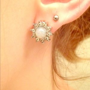 Sun Shaped Silver Stud Earrings